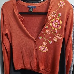 Anthropologie Silk embroidered cardigan